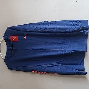 NEW men's XXL 2X Puma long sleeve tee t-shirt blazing blue / coral logo crewneck